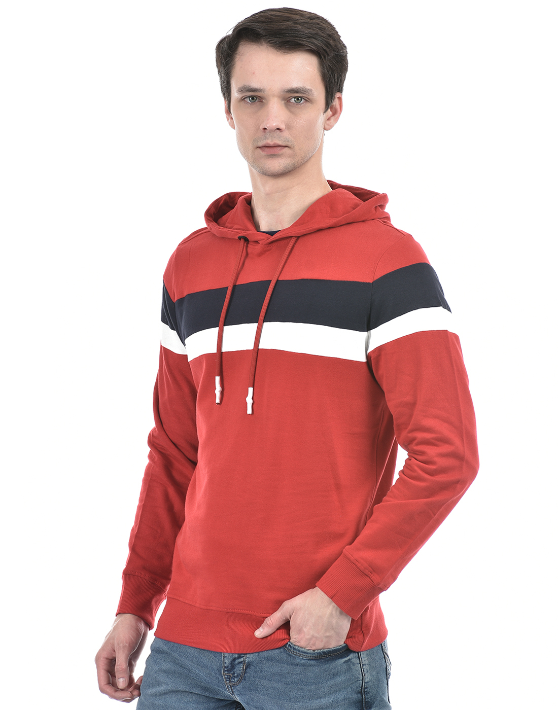 Numero Uno Men Striped Red Sweat Shirt